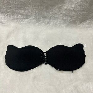 Black Strapless Push up Adhesive Reusable Silicone Invisible Backless Bra A B